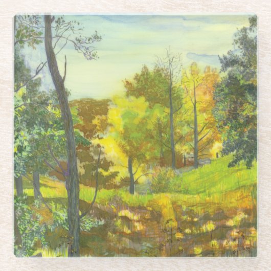 Zonne-herfst Glazen Onderzetter (Voorkant)