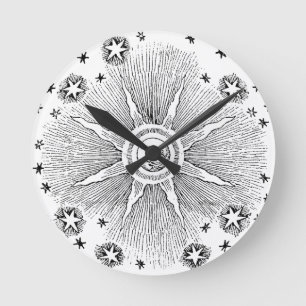 Zonne sterren antieke nachthemel middeleeuwse dier ronde klok