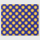 Zonne Zon Patroonontwerp Op Blauwe Cadeaupapier (Vlak)