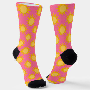 Zonne Zon Patroonontwerp Op Roze Sokken