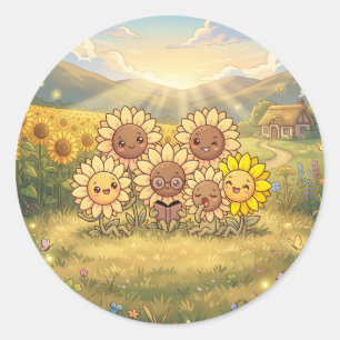 Zonne Zonnebloem Weide Vrienden Sticker