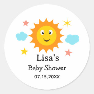 Zonne Zonneschijn Baby Shower Ronde Sticker