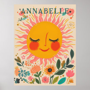 Zonne Zonovergoten Dag Boho Bloem Illustratie Voor Poster