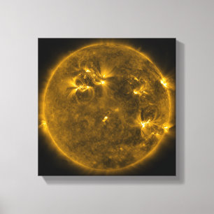 Zonneactiviteit op de zon 4 canvas afdruk