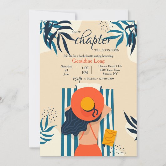 Zonnebaden Beauty Bachelorette Party Uitnodiging (Voorkant)