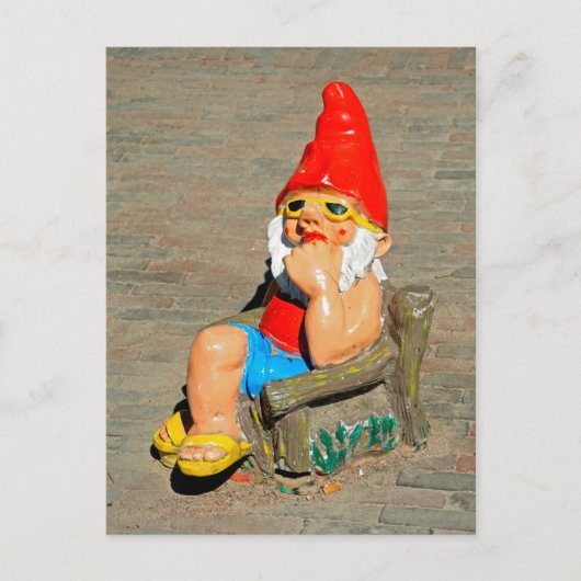 Zonnebaden gnome briefkaart (Voorkant)