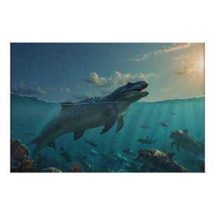 Zonnebaden Mosasaur (Dinosaurus Art) Mok Perfect Poster