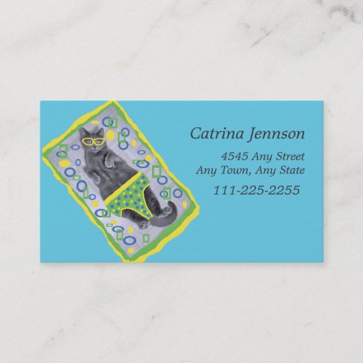 Zonnebadkat in Visitekaartje Trunks (Voorkant)