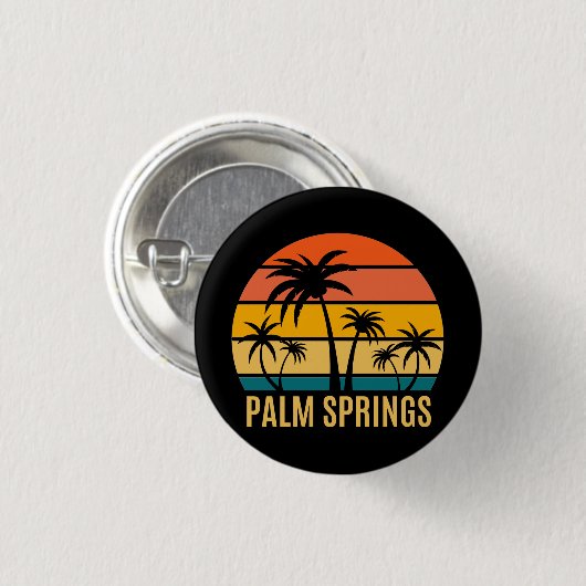 Zonnebakken en palmstomen ronde button 3,2 cm (Voorkant /achterkant)
