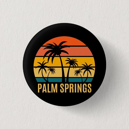 Zonnebakken en palmstomen ronde button 3,2 cm (Voorkant)