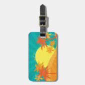 Zonnebaktropische retro-surf bagagelabel (Voorkant verticaal)
