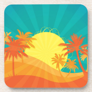 Zonnebaktropische retro-surf ontwerp bier onderzetter