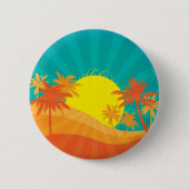 Zonnebaktropische retro-surf ontwerp ronde button 5,7 cm (Voorkant)