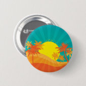 Zonnebaktropische retro-surf ontwerp ronde button 5,7 cm (Voorkant /achterkant)