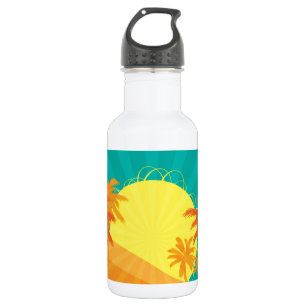 Zonnebaktropische retro-surf ontwerp waterfles 