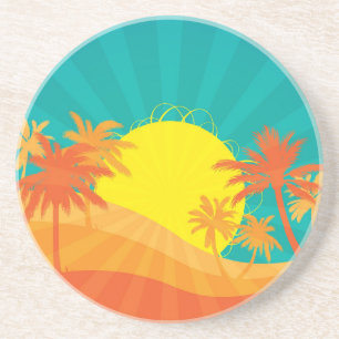 Zonnebaktropische retro-surf ontwerp zandsteen onderzetter