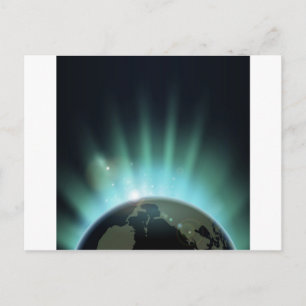 Zonnebarst over het wereldbol briefkaart
