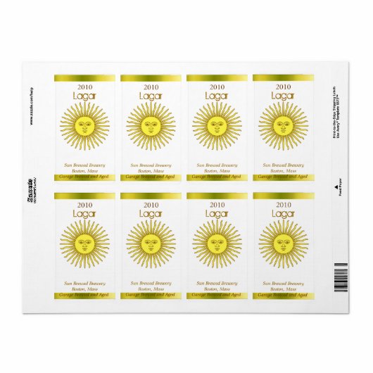 Zonnebieretiketten Etiket (Full Sheet)