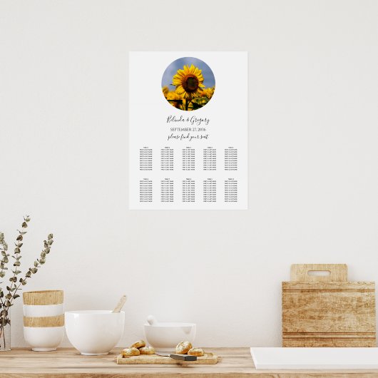 Zonnebloedige blauwe hemel - Rustic Wedding Seatin Poster (Keuken)