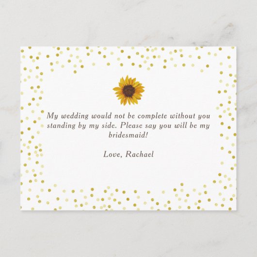 Zonnebloedige gouden Stippen zullen je zijn als mi Uitnodiging Briefkaart (Achterkant)