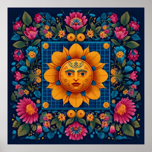 Zonnebloei - Folk Art Solarpunk Poster (Voorkant)