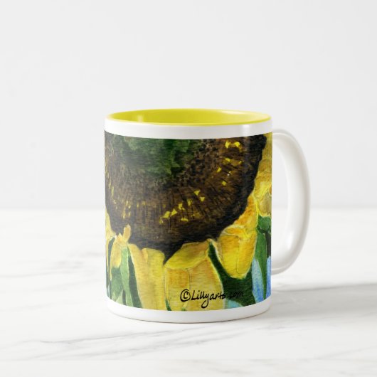 Zonnebloem 08b Waterverf Mok schilderen (Voorkant rechts)