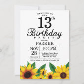 Zonnebloem 13th Birthday Invitation Kaart (Voorkant)
