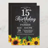 Zonnebloem 15e verjaardag uitnodiging (Voorkant / Achterkant)