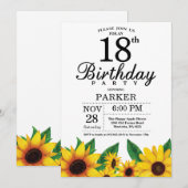 Zonnebloem 18e verjaardag uitnodiging (Voorkant / Achterkant)