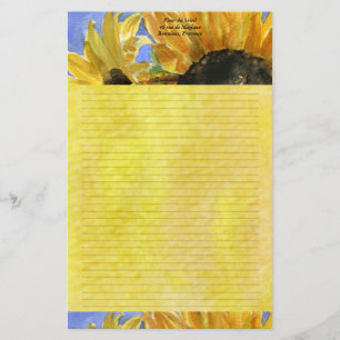 Zonnebloem 1 Waterverf gepersonaliseerd Briefpapie Briefpapier