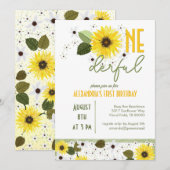 Zonnebloem 1e verjaardag kaart (Voorkant / Achterkant)