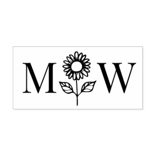 Zonnebloem #3 Echtpaar Trouw 2 Initiele Monogram Zelfinktende Stempel