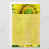 Zonnebloem 3 Waterverf gepersonaliseerd Briefpapie Briefpapier (Voorkant / Achterkant)