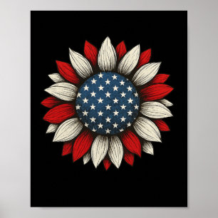 Zonnebloem 4 juli Amerikaanse vlag Vrouwen Mannen Poster