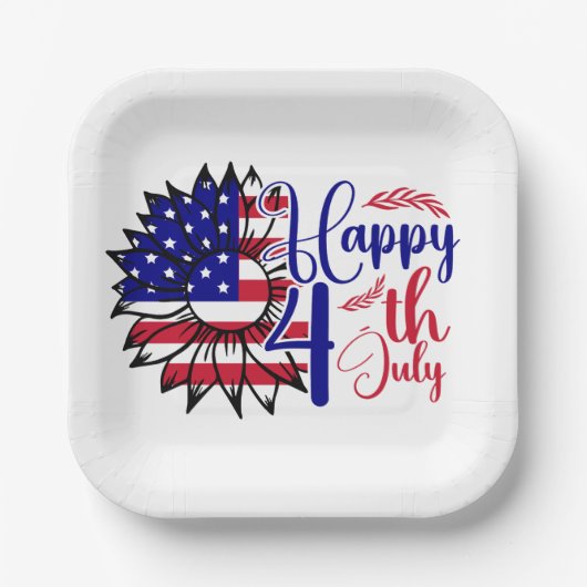 Zonnebloem 4 juli papieren bordje (Voorkant)