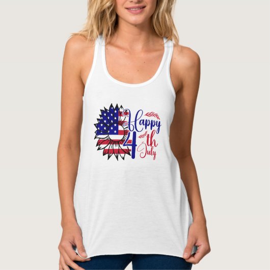 Zonnebloem 4 juli tanktop (Voorkant)