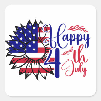 Zonnebloem 4 juli vierkante sticker