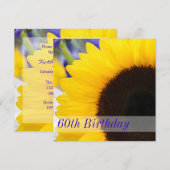 Zonnebloem 60th Birthday Party Invitations Kaart (Voorkant / Achterkant)