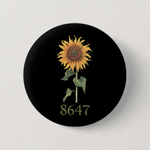 Zonnebloem 8647 86 47 Subtiele Anti Trump Bloemen  Ronde Button 5,7 Cm