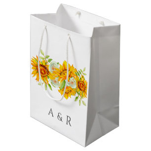 Zonnebloem Aangepaste monogram Middelgrote Gift Ba Medium Cadeauzakje