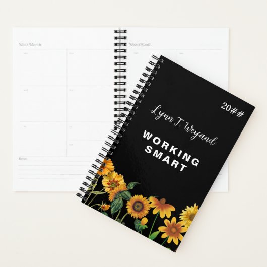 Zonnebloem Aangepaste naam Fel bloemendagplanner Planner (Display)