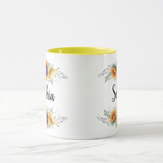 Zonnebloem Aangepaste naam Mok (Midden)