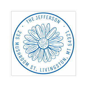  Zonnebloem Aangepaste naam Ronde Return-adres Zelfinktende Stempel