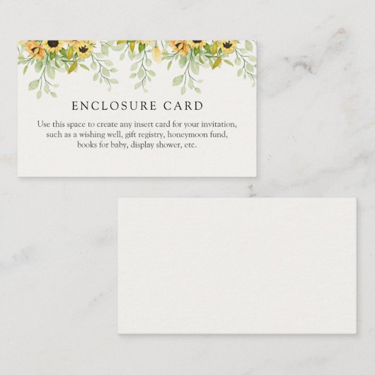 Zonnebloem Aansluithekkaart Informatiekaartje (Voorkant / Achterkant)