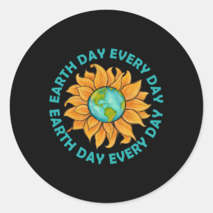 Zonnebloem Aarde Dag Elke Dag Planeet Aarde Zonnes Ronde Sticker