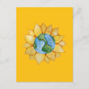 Zonnebloem Aardedag Zonnige Zomer Aards Briefkaart