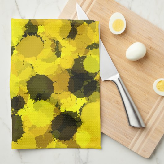 Zonnebloem abstract geel patroon moderne natuur theedoek (Quarter Fold)