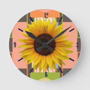 Zonnebloem, abstracte achtergrond, aangepaste klok
