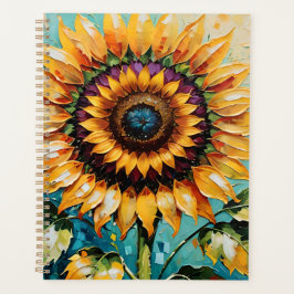 Zonnebloem. Acryl geschilderde zonnebloem, Planner