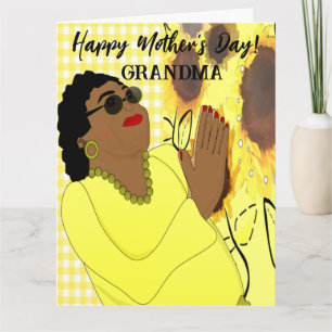 Zonnebloem Afro-Amerikaanse oma Moederdag Kaart